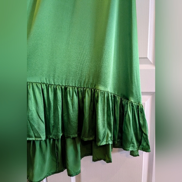 Secret Mission 100% Silk Kathleen Kelly Green Maxi Cutout Dress Size Large NWT - Picture 6 of 16